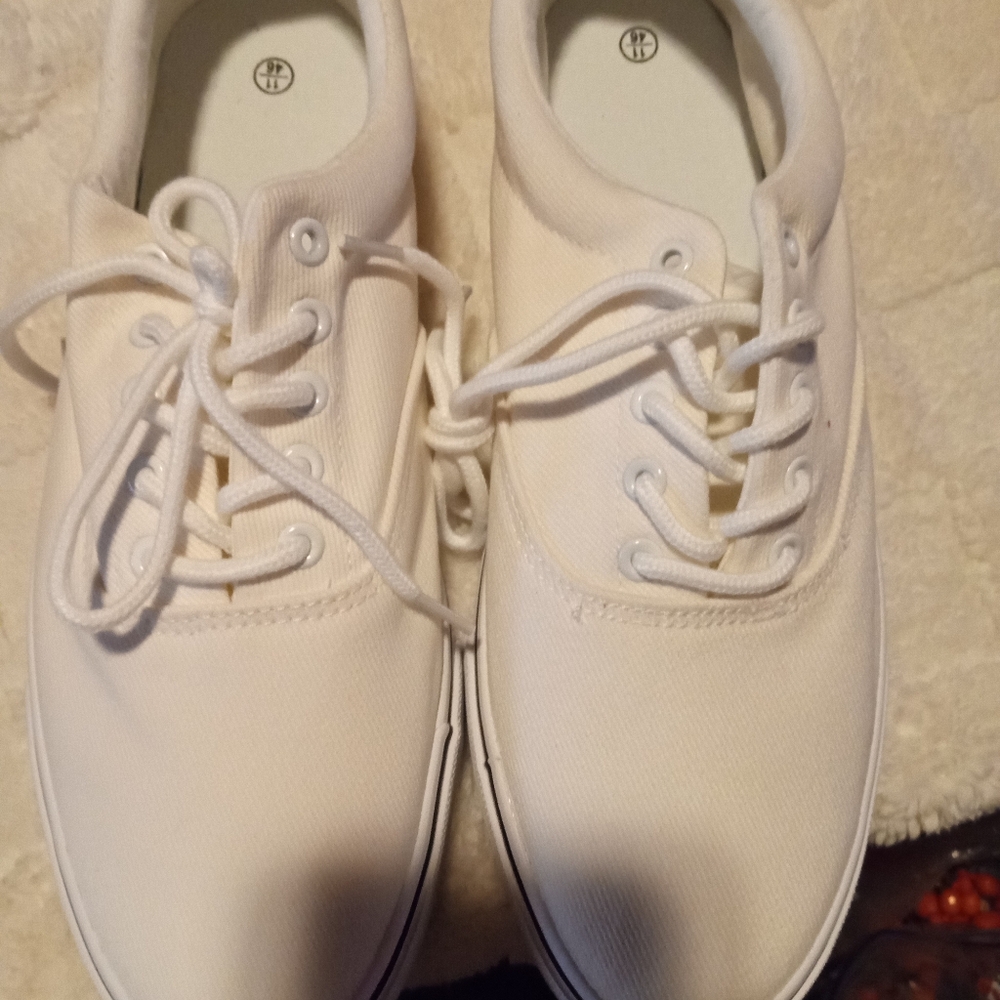 White Canvas Sneakers Men's Size 11 New